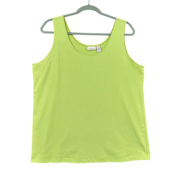 Chicos Green Sleeveless Round Neck Stretchy Fitted Basic Classic Top Size 3 XL - Picture 1 of 5